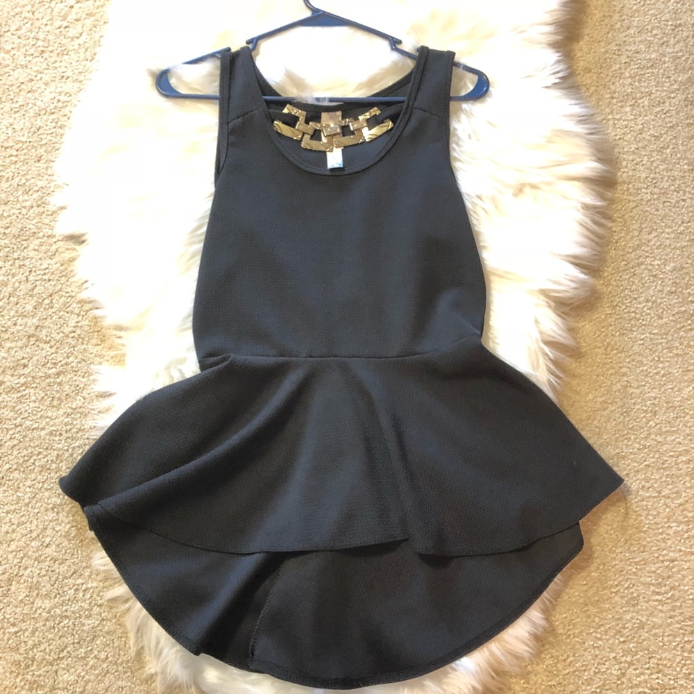 High low black peplum size M